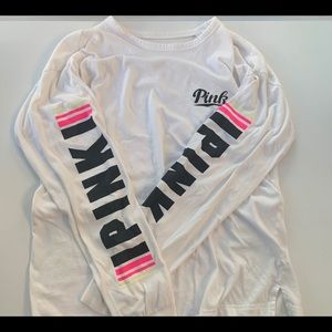 Victoria Secret Pink White Long Sleeve Tee